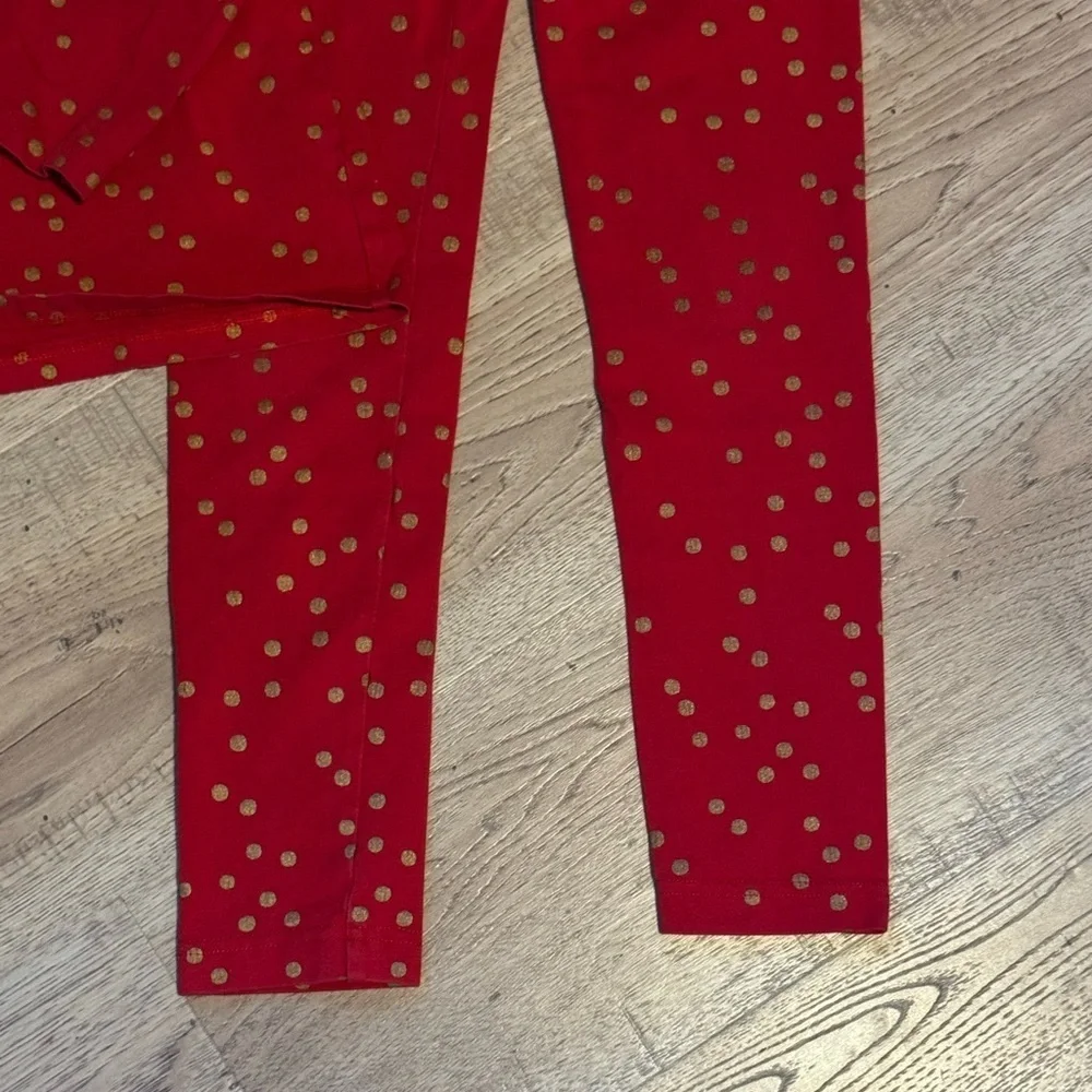 Hanna Andersson Red Gold Polka Dot Pajama Set Girls Size 8 130